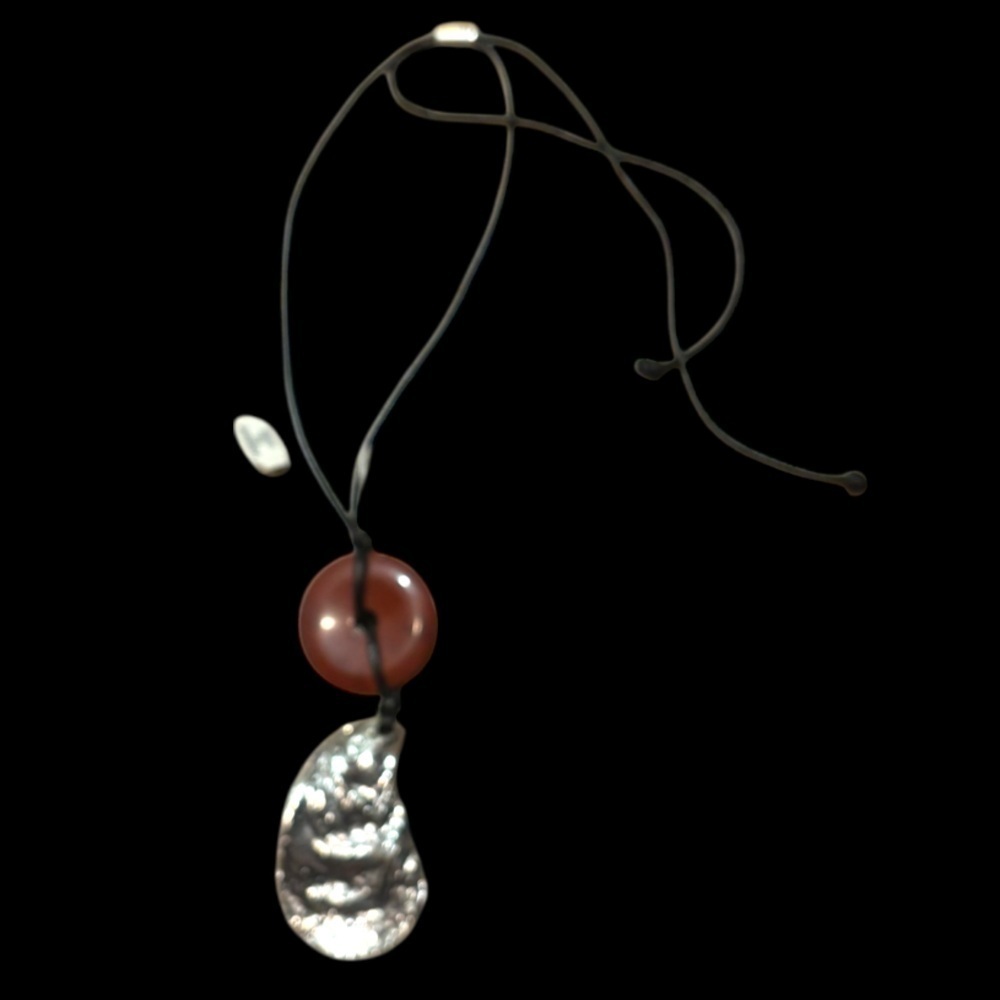 Free People Stone Disc an Silver toned Shell Necklace NWT